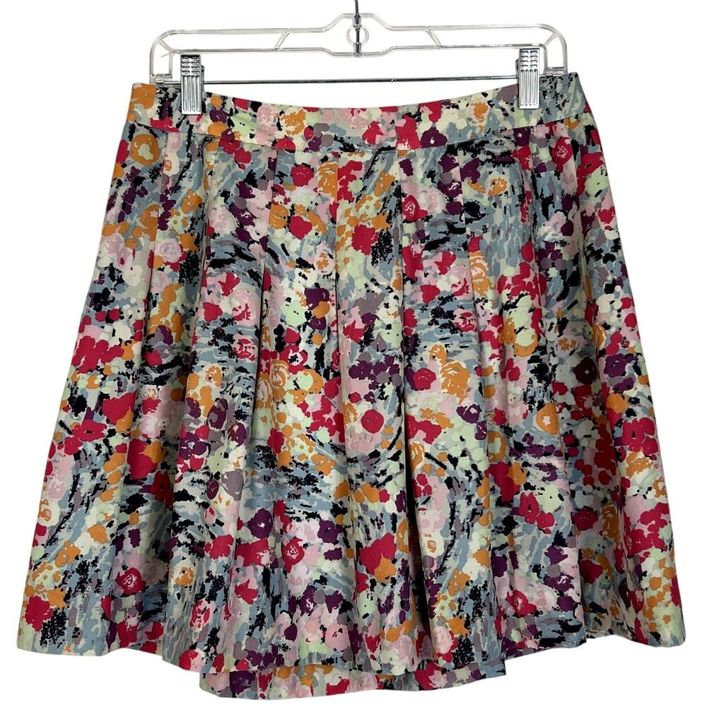 J. Crew Colorful Floral Pleated A-line Cottage Flowy‎ Lined Mini Skirt Size 4